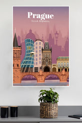 Prague Colorful Vintage Minimal Poster | CIty Posters