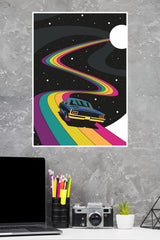 Psychedelic Car on Rainbow Road Poster | Cars Posters