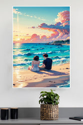Quality time at Beach Couple Poster| Love Posters
