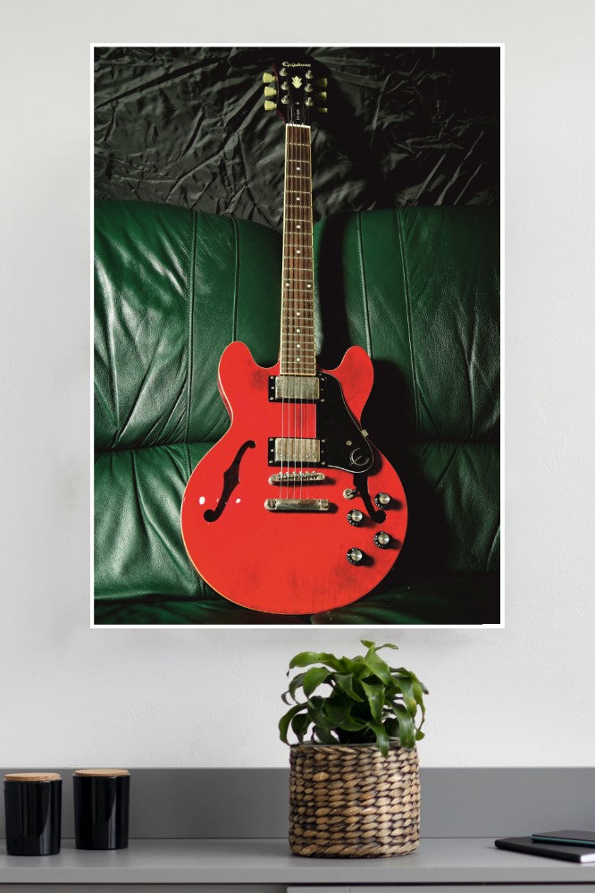 Red Gibson Epiphone Guitar Poster | Music Posters
