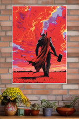 God of Thunder Thor Warrior of the Red Sky Poster | Superhero Posters