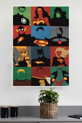 Minimal Super heroes Collage Pop Art Wall Poster | Superhero Posters