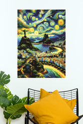 Brushstrokes of Rio Poster | Moon Light Sky Posters