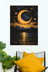 Tropical Starry Night Poster | Moon Light Sky Posters