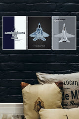 Supersonic Fighter Plane Fighter Plane Poster | Combo Wall Poster Set | Pack of 3 Posters
