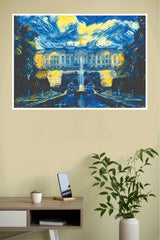 Grand Palace Under Starry Night Sky Canvas Art(Moon Light Sky Poster)