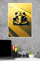 Vibrant Yellow Racing Formula 1 Car Poster | Formula 1 Posters