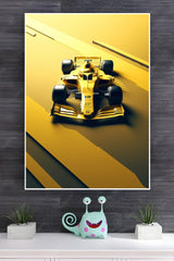 Vibrant Yellow Racing Formula 1 Car Poster | Formula 1 Posters