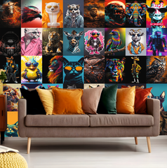 Wild Wonders Animal Wall Collage Kit - A4 Size Wall Posters Set