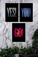 Yes You Go Gym and Motivational Quotes Poster | Combo Wall Poster Set | Pack of 3 Posters