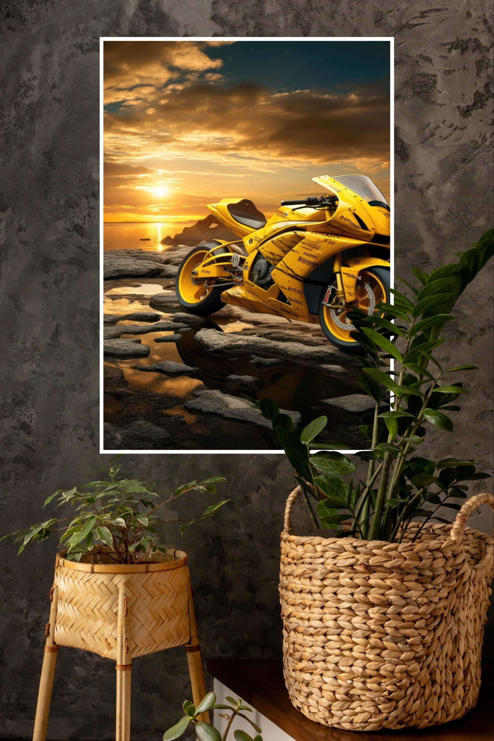 Yellow Racing Motorcycle Poster | Bike Posters