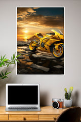 Yellow Racing Motorcycle Poster | Bike Posters