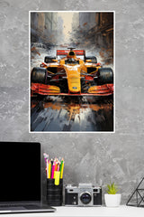 Yellow Racing Car Poster Formula 1 Car Poster | Formula 1 Posters