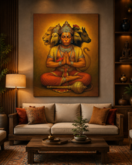 Panchmukhi Hanuman Divine Wall Poster | Five Face Hanuman Spiritual Art for Home Decor