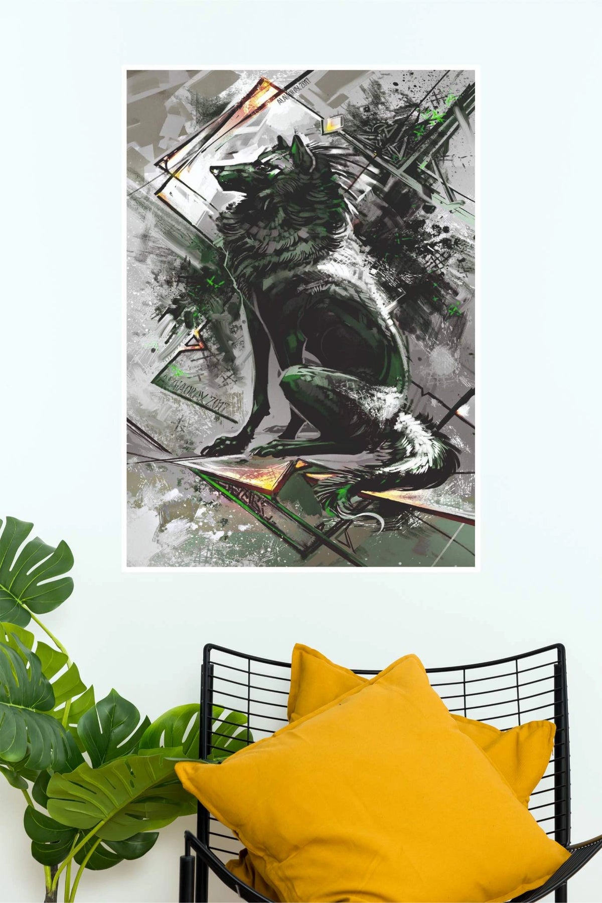 Abstract Wolf Wall Art Poster – Modern Geometric Wolf Print | Urban Wildlife Home Decor Animal Posters