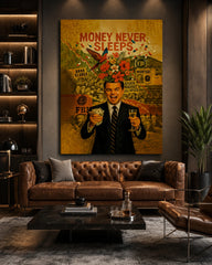 Money Never Sleeps Canvas Wall Art – Wealth &amp; Success Motivational Poster