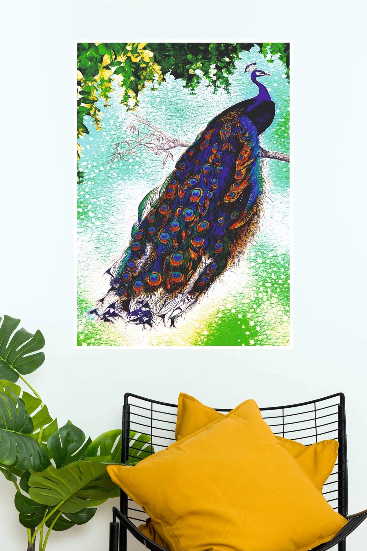 Royal Peacock Elegance – Colourful Bird Canvas Wall Poster | Animal Posters
