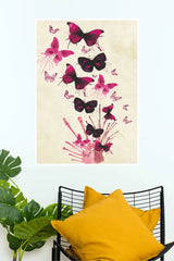 Pink Butterfly Garden – Floral Canvas Wall Poster | Animal Posters