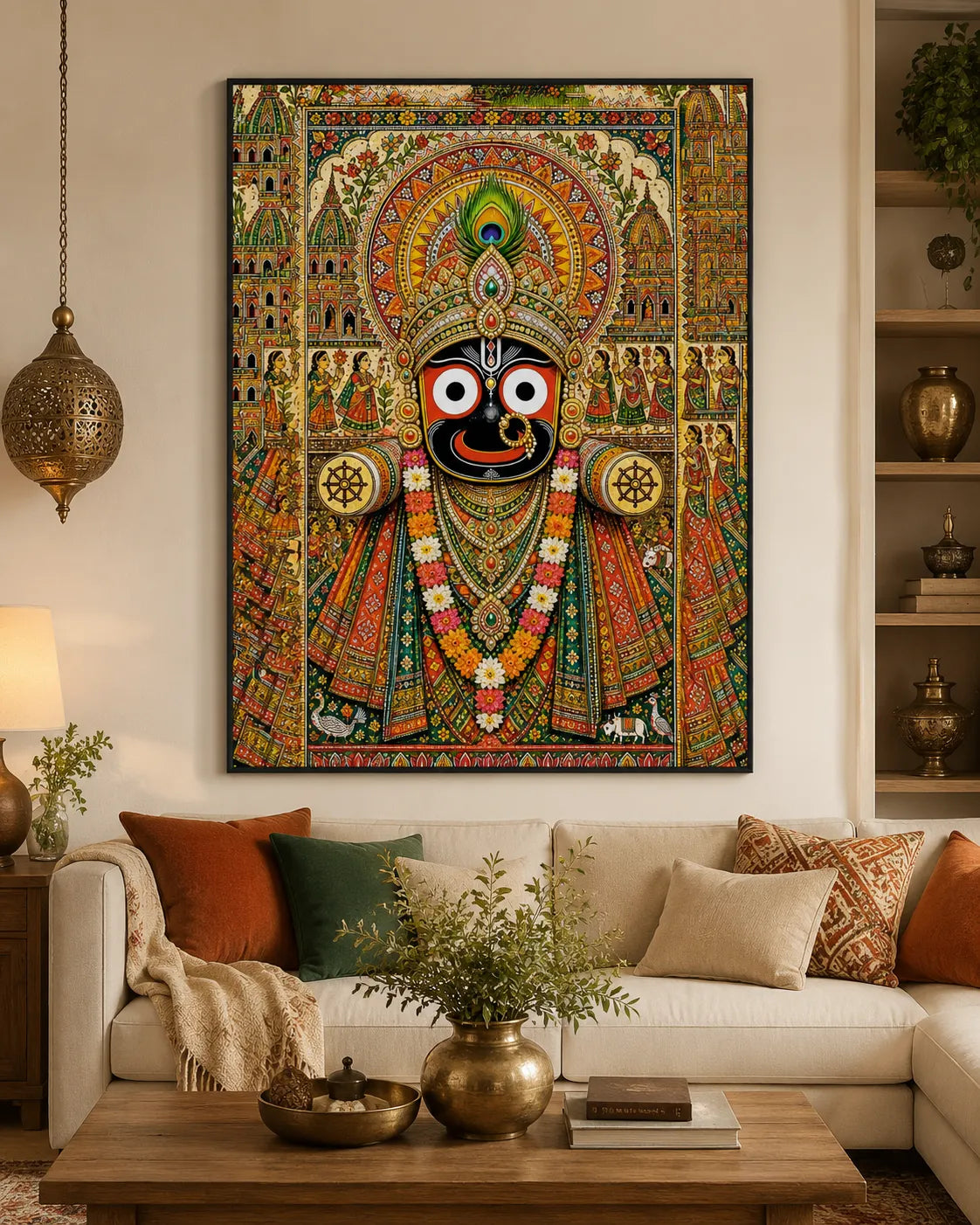 Divine Lord Jagannath Canvas Wall Poster  Traditional Puri Temple Spiritual Artwork