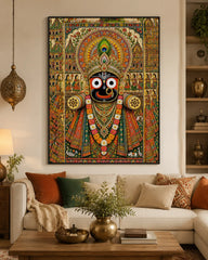 Divine Lord Jagannath Canvas Wall Poster  Traditional Puri Temple Spiritual Artwork