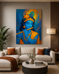  Divine Lord Krishna Playing Flute Canvas Wall Art  Modern Spiritual Wall Decor
