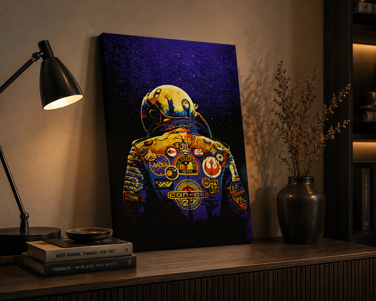 Retro Astronaut Space Canvas Wall Art  Sci-Fi Cosmic Wall Decor