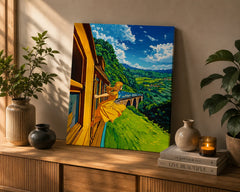Scenic Train Journey Canvas Wall Art  Wanderlust Landscape Travel Decor