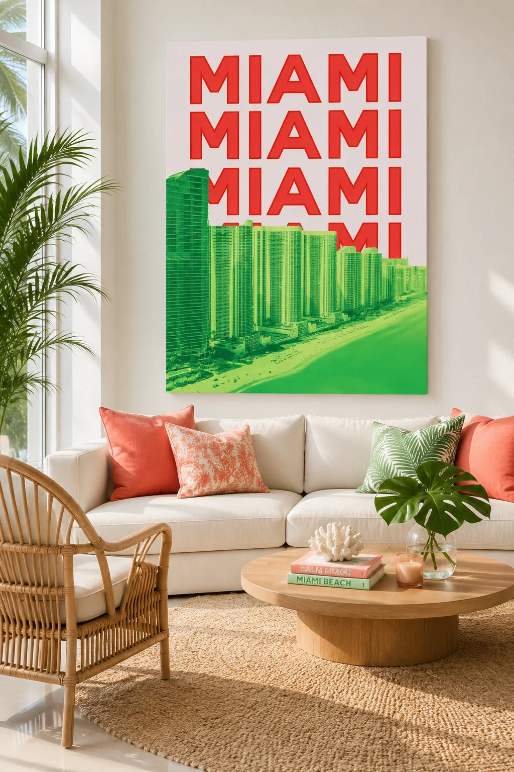 Miami Beach Cityscape Canvas Poster | Modern Miami Wall Art