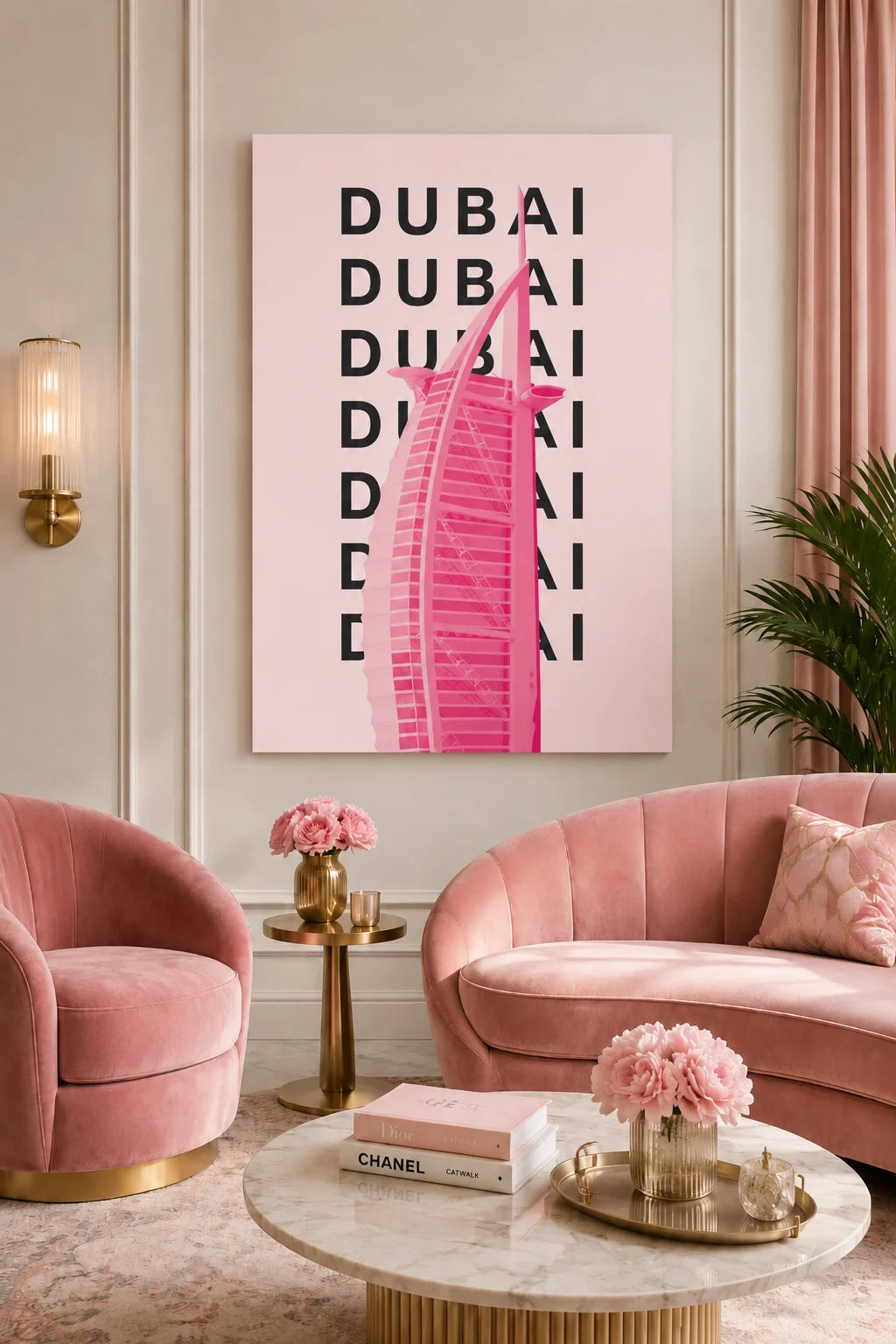 Pink Dubai Burj Al Arab Canvas Wall Poster