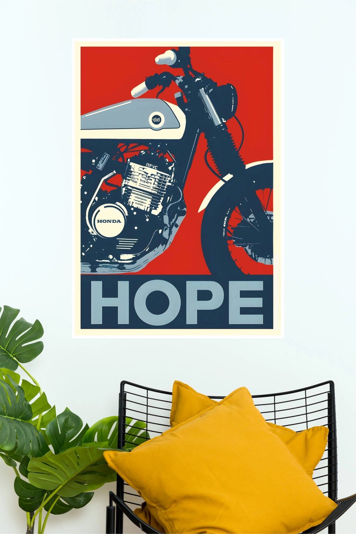 Honda Café Racer Hope Premium Paper Poster | Vintage Motorcycle Wall Art Print ( Bike Poster)