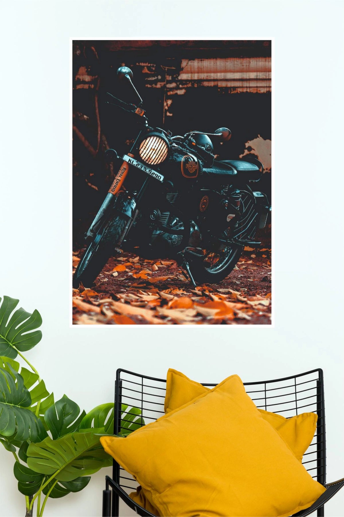 Royal Enfield Classic Black Motorcycle Poster | Vintage Bike Wall Art Print ( BIKE Poster )