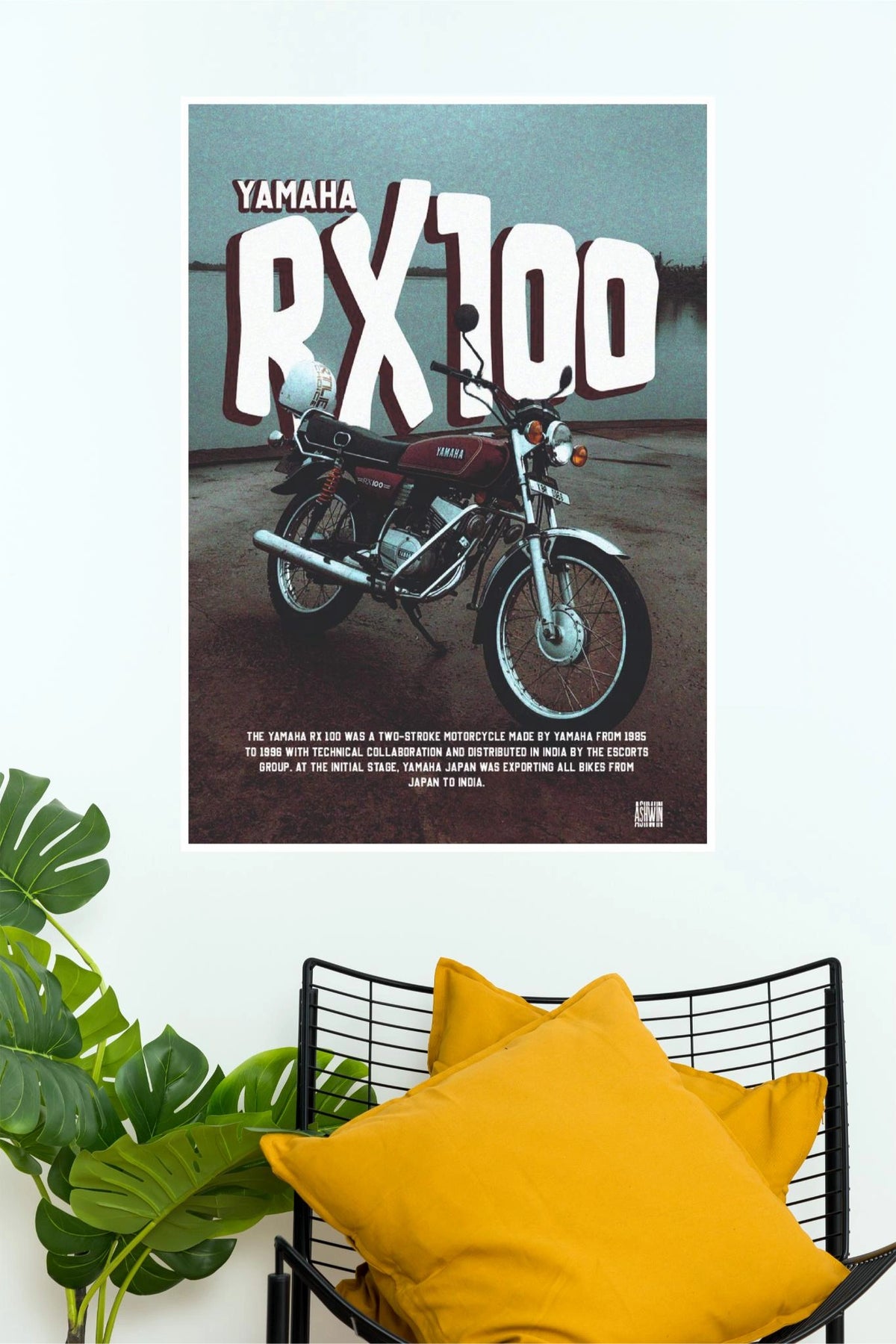 Yamaha RX100 Vintage Motorcycle Wall Poster | Classic Bike Art Print | Premium Paper PosterBIKE Poster