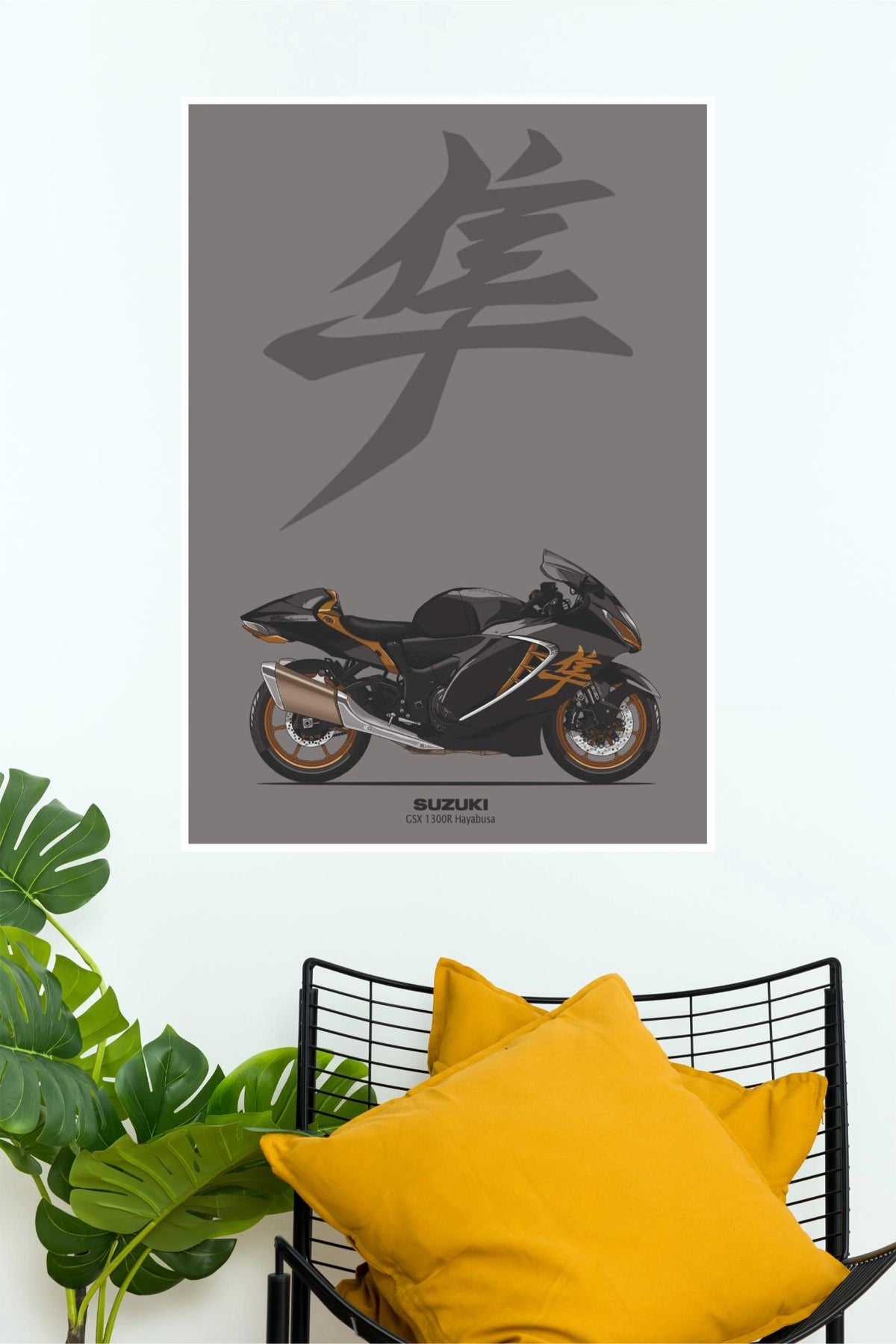 Suzuki GSX1300R Hayabusa Minimalist Wall Poster | Premium Superbike Art Print | Paper Poster bike  Poster