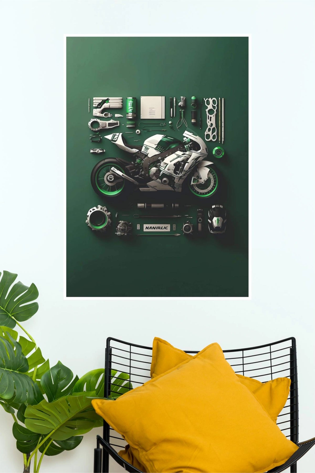 The Heart of the Machine Motorcycle Workshop Wall Poster | Premium Sport Bike Art Print | Paper Poster bike  Poster