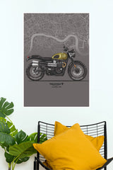Triumph Scrambler 900 Motorcycle Wall Poster  Vintage Adventure Bike Art Print bike  Poster