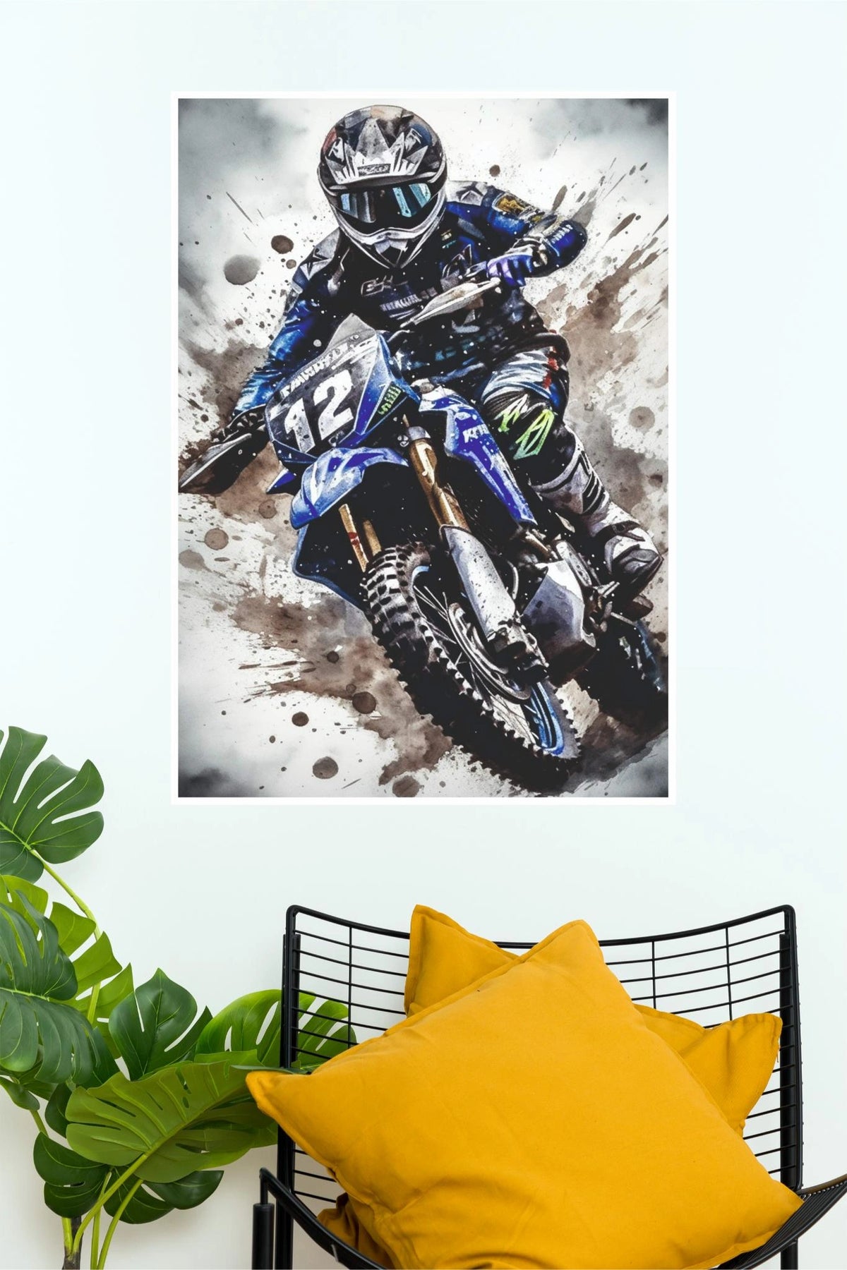 Yamaha YZ450F Motocross Watercolor Racing Poster | Dirt Bike Wall Art | Sports Canvas Print  bike  Poster