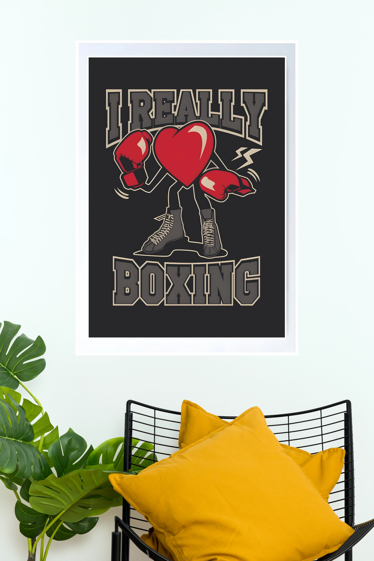 I Really Love Boxing Poster | Boxing Heart Wall Art | Motivational Boxing Gym Decor | Sports Lover Print Boxing Poster