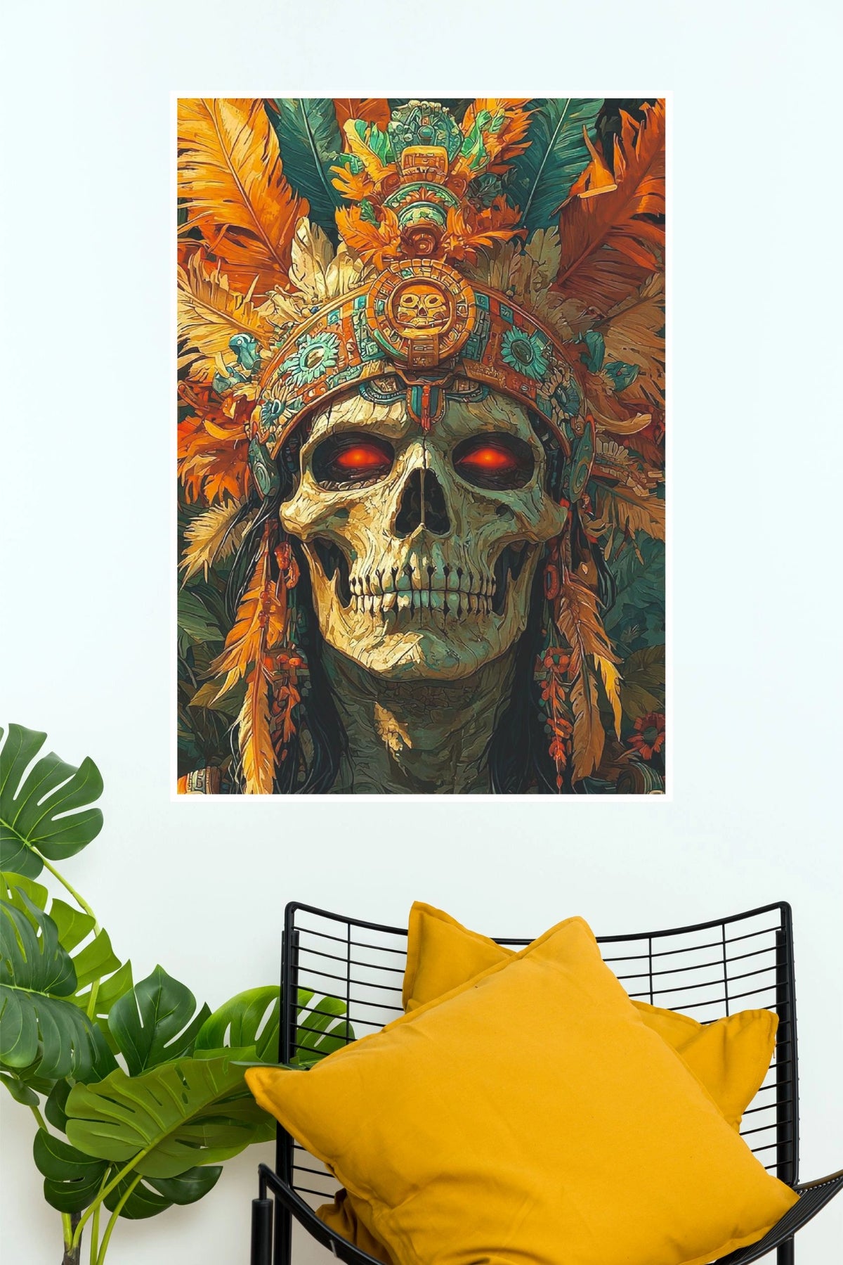 Aztec Death God Darkness Wall Poster | Ancient Skull Fantasy Art Print (Darkness poster)