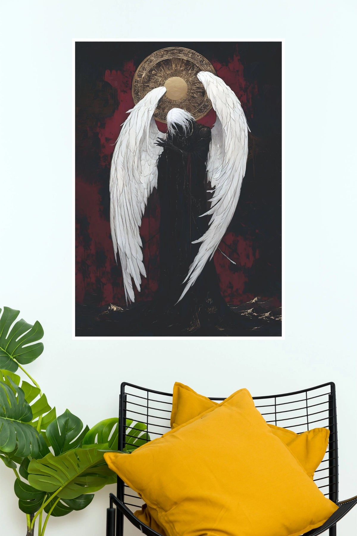 Elegy of the Winged – Dark Angel Fantasy Wall Art Poster | Gothic Celestial Decor  (Darkness poster)