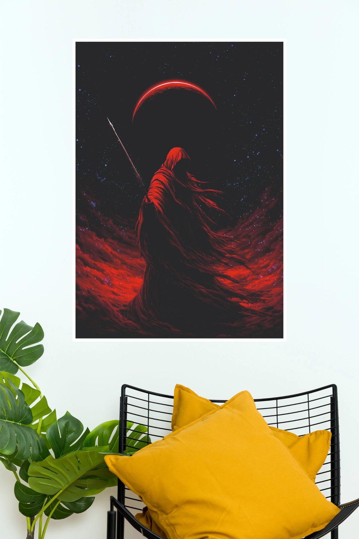 Crimson Eclipse Grim Reaper Wall Art Poster | Dark Fantasy Gothic Celestial Art Print  (Darkness poster)