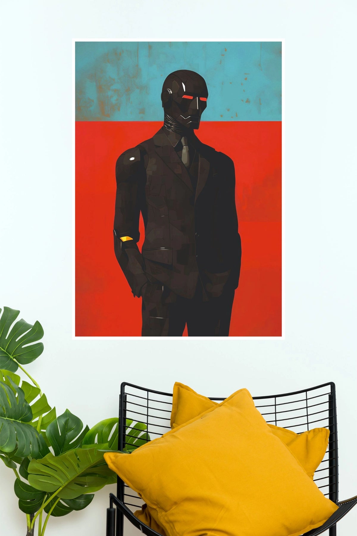 Gustavo Mecenas Cyber Gentleman Poster | Futuristic Robot Wall Art Print (Darkness poster)