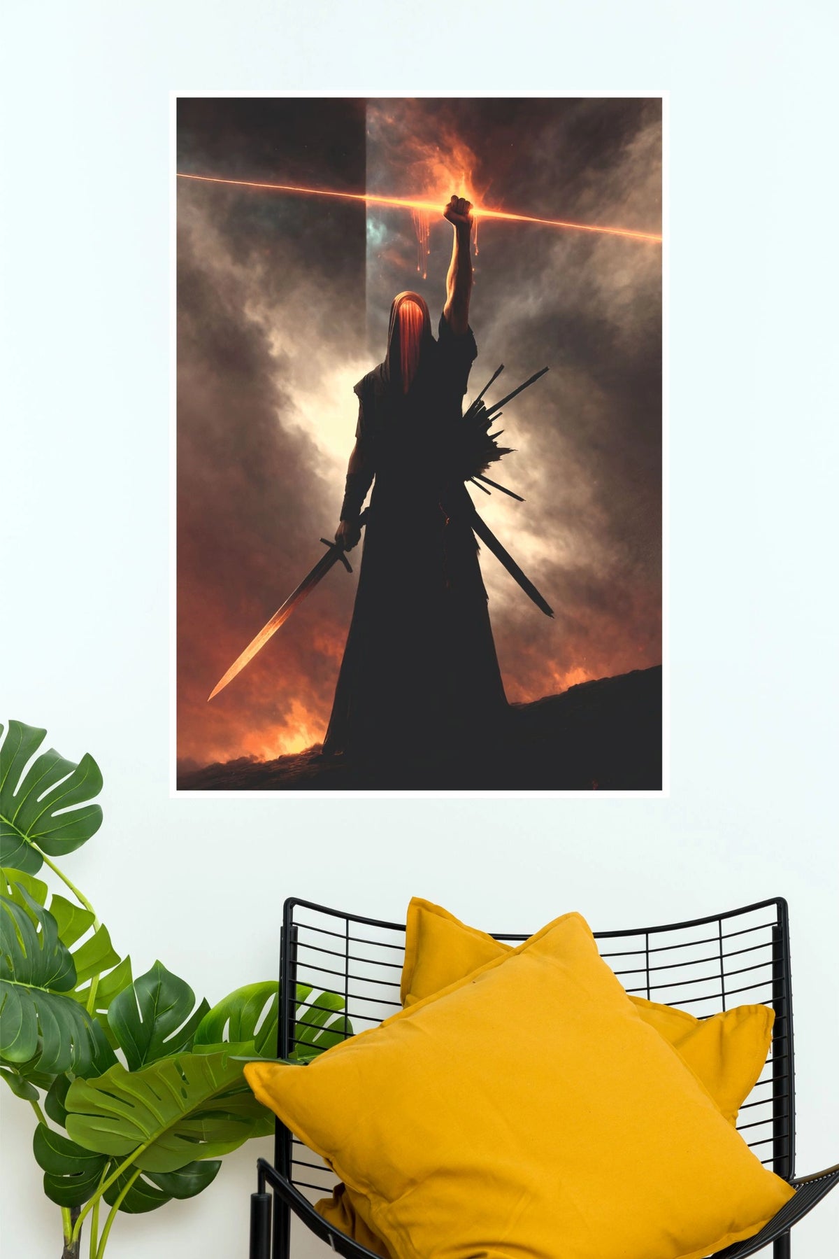 He Who Split the Sky Wall Poster | Dark Fantasy Warrior Art Print | Premium Paper Poster  (Darkness poster)