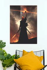 He Who Split the Sky Wall Poster | Dark Fantasy Warrior Art Print | Premium Paper Poster  (Darkness poster)