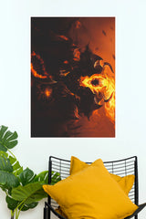 Infernal Flame Demon Fantasy Poster | Dark Fire Warrior Wall Art  (Darkness poster)