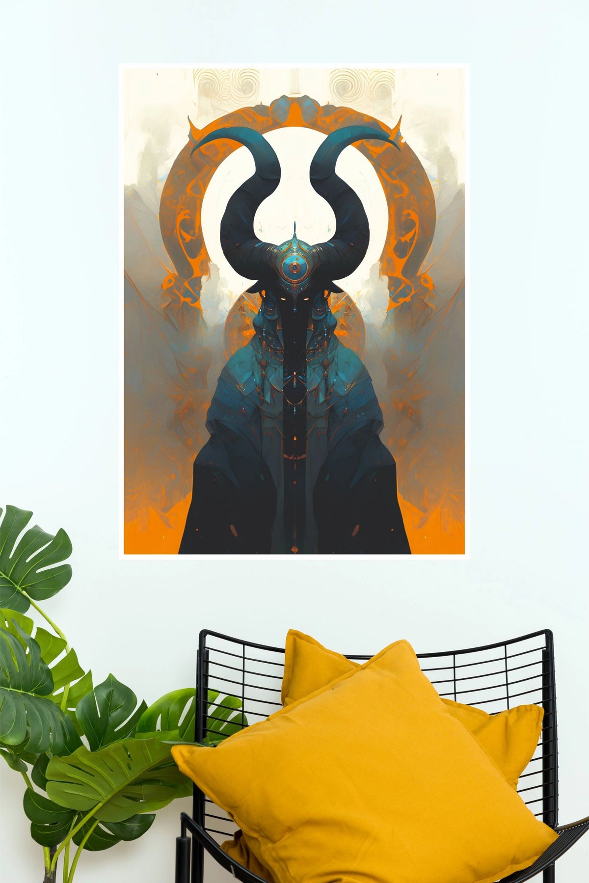 Horned Seraph Ixor – Dark Fantasy Mythic Wall Art Poster (Darkness poster)