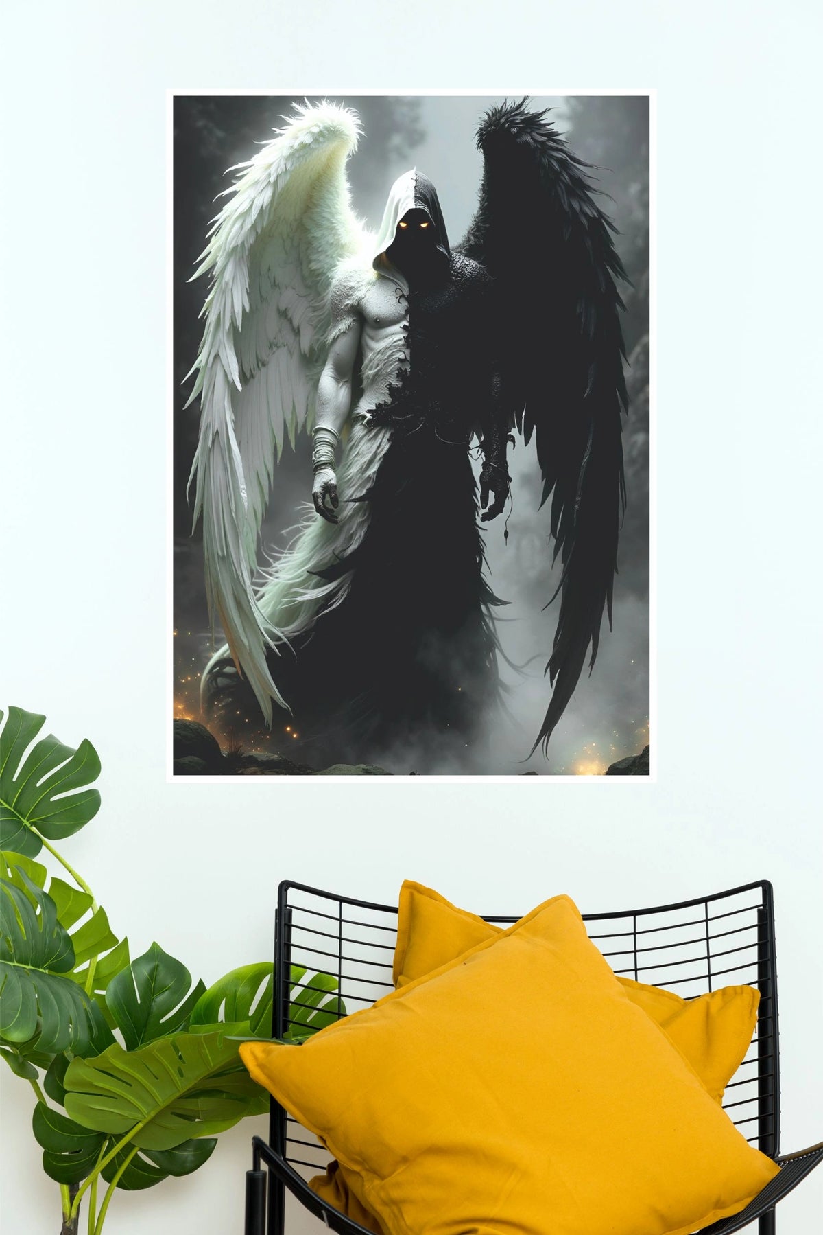 Poster Valley The Balance of Angels – Black and White Winged Guardian Wall Poster (Darkness poster)