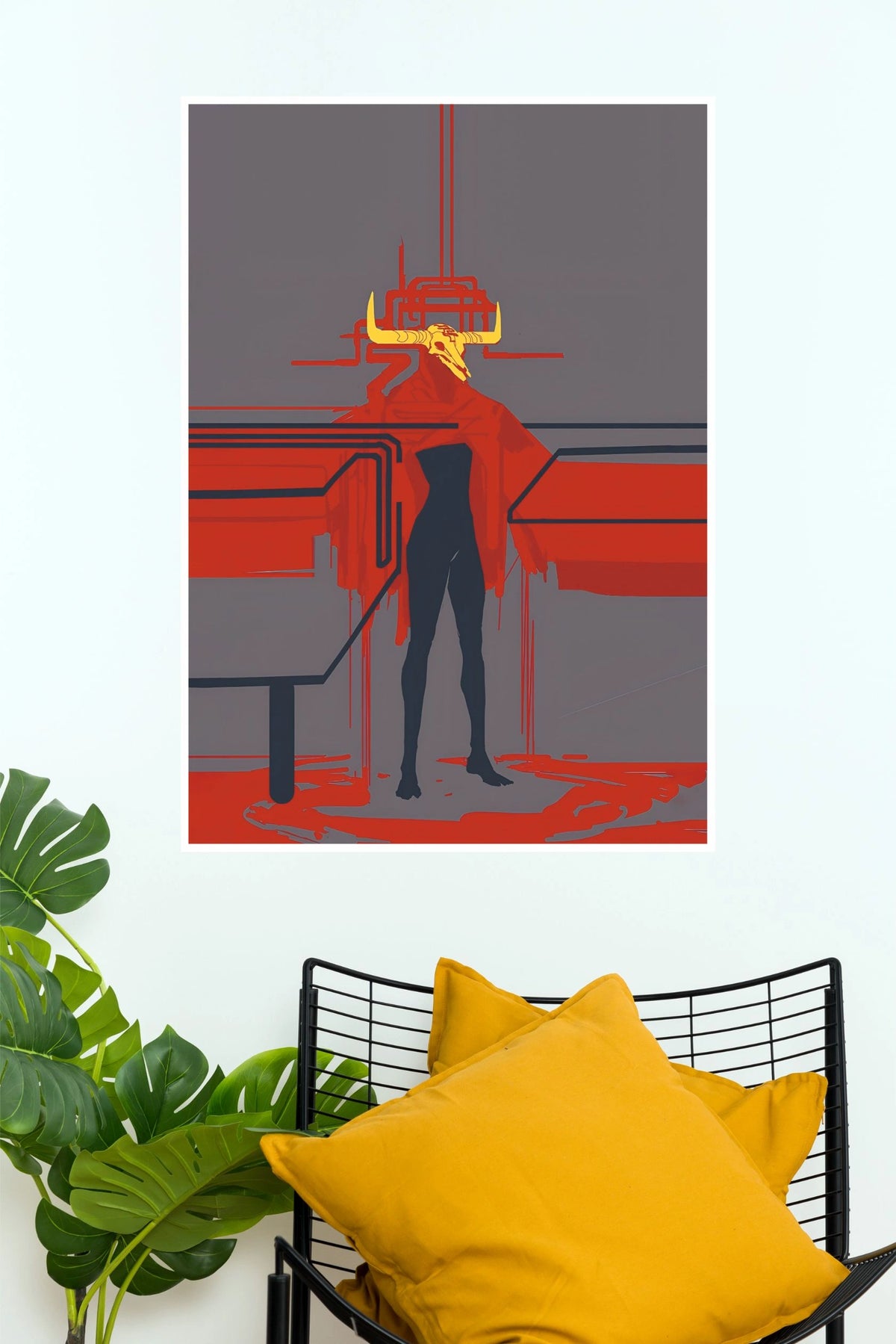Poster Valley Teragen – Minimalist Bull-Headed Cyber Fantasy Wall Poster (Darkness poster)