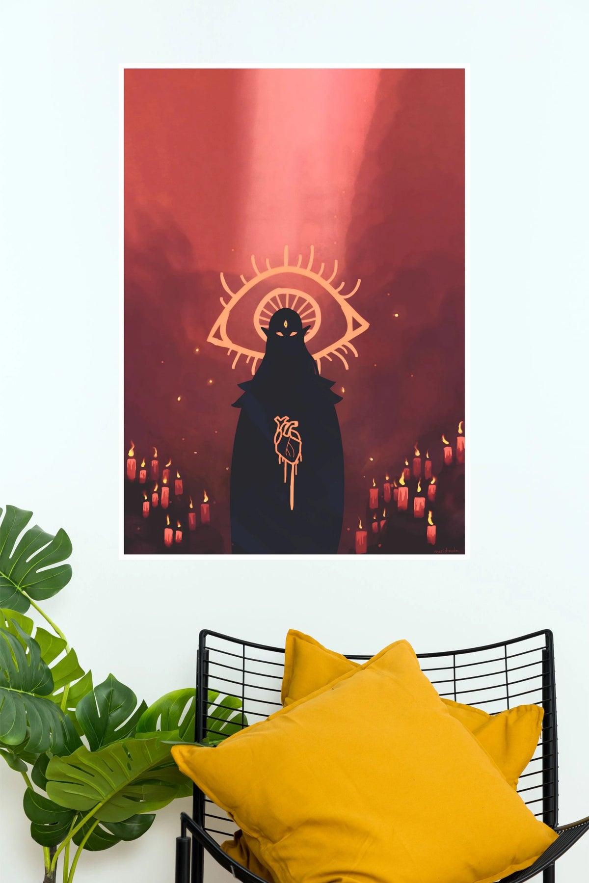 The Crimson Witness Wall Art Poster | Gothic Occult Eye & Sacred Heart Dark Fantasy Print (Darkness poster)