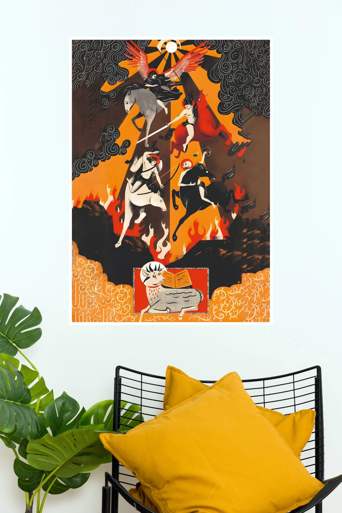 The Four Against the Fire Mythological Wall Art Poster (Darkness poster)