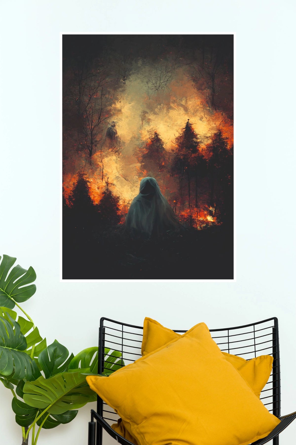 Whispers in the Inferno – Dark Fantasy Fire Forest Wall Art Poster  (Darkness poster)